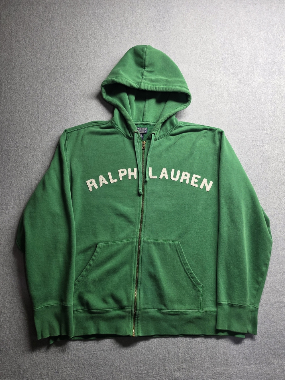 Polo Jeans Ralph Lauren Full Zip Hoodie Green Spellout Mens XL Big Logo Y2K VTG